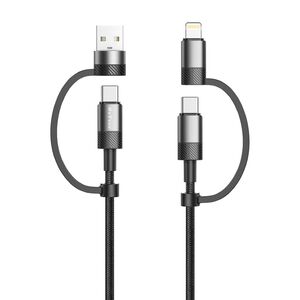 Καλώδιο φόρτισης DeTech DE-54UCI, 4в1 USB-Lightning/Type-C Type-C - Type-C, 1.0m, Black - 40535 έως 12 άτοκες Δόσεις