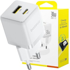 Ładowarka sieciowa Baseus Palm 30W USB-A, USB-C biała