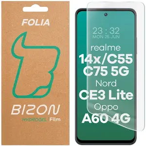 Folia hydrożelowa na ekran Bizon Glass Hydrogel Front do Realme 14x 5G / C55 / C75 / OnePlus Nord CE 3 Lite / Oppo A60 4G