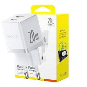 Ładowarka sieciowa Baseus Palm 20W USB-A, USB-C biała
