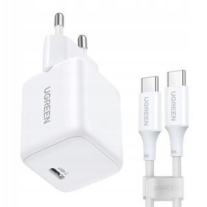 Ładowarka sieciowa UGREEN X513 30W GaN USB-C + kabel USB-C 1m biała
