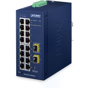 Planet IGS-4215-16T2S-U IP30 Industrial L2/L4 16-Port 10/100/1000T + 2-Port 100/1000X SFP Managed Switch