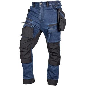 Spodnie robocze DENIM, wzmocnienia Cordura, odpinane kieszenie kaburowe, granatowe, rozmiar L