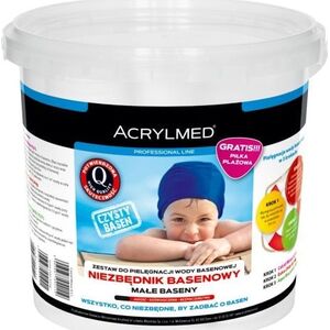Acrylmed Zestaw Basenowy - Wiaderko 3 x 0,5 l (Calcid pH Minus + Extra Chlor + Aqua Biocyd G-1 + piłka plażowa gratis)