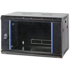 EFB 19Zoll Wandgehaeuse SCHWARZ 21HE Flat Pack Tiefe 600mm nicht vormontiert RAL9005 IP20 Abschliessbar mit Glasfront