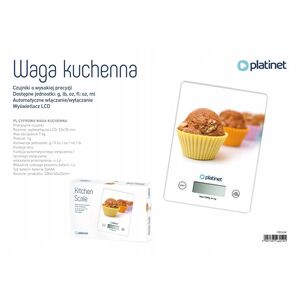 PLATINET WAGA KITCHEN SCALE 7KG 200x145x20MM MUFFIN 46019