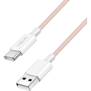 LogiLink USB-A - USB-C 0.5m w nylonowym oplocie różowy