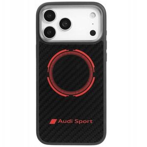 Case Audi RSQ Carbon Fiber Sport Red Circle MagSafe for iPhone 17 Pro Max black
