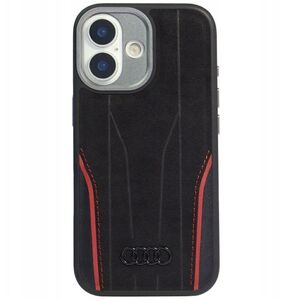 Case Audi R8 Genuine Leather MagSafe for iPhone 17 black-red
