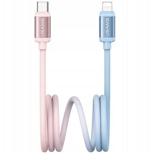 Kabel USB-C / Lightning USAMS Bicolor Series SJ757 PD 30W 1.2m niebiesko różowy