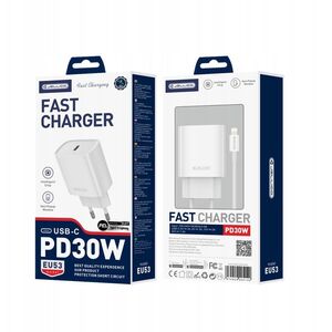 JELLICO ładowarka sieciowa EU53 PD 30W 1xUSB-C + kabel USB-C - USB-C Biały