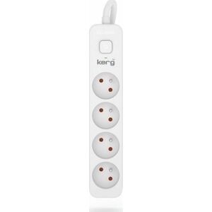 Kerg Przedłużacz KERG z wyłącznikiem-4 gniazda-biało-szary-3m-16A-H05VV-F-3x1,5mm2