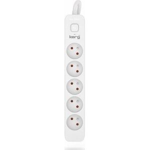 Kerg Przedłużacz KERG z wyłącznikiem-5 gniazd-biało-szary-5m-16A-H05VV-F-3x1,5mm2