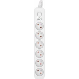 Kerg Przedłużacz KERG z wyłącznikiem-6 gniazd-biało-szary-3m-16A-H05VV-F-3x1,5mm2
