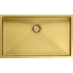 Quadron | ANTHONY 80 | stalowy zlewozmywak kuchenny ZŁOTO PVD | wymiary: 74 x 44 x 20,5 cm | 1-komorowy podwieszany/wpuszczany | podbudowa szafki: od 80 cm