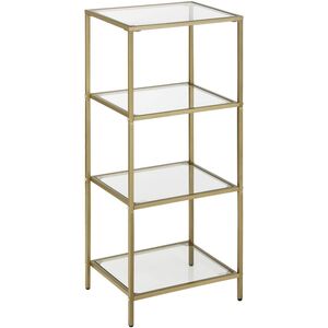 Regał szklany loft złoty 4 półki metalowa rama szkło elegancki