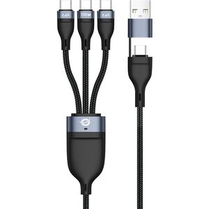 Conceptronic ETTA06B15C kabel USB USB 2.0 1,5 m USB A/USB C 3 x USB C Czarny