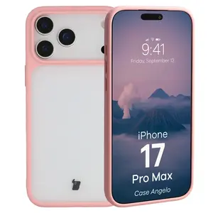 Etui Bizon Case Angelo do Apple iPhone 17 Pro Max półprzezroczyste z jasnoróżową ramką