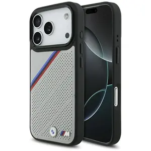 Etui BMW M Tricolor Metal Logo MagSafe    do iPhone 17 Pro szary