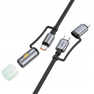 Kabel All-in-one USB C / Lightning do USB C / LED Light Hoco PD 3A 60W 1,2 m U138 czarny