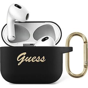 Guess Etui ochronne GUA3SSSK Silicone Vintage Script do AirPods 3 czarne
