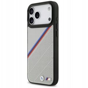 Etui BMW M Tricolor Metal Logo MagSafe do iPhone 17 Pro Max szary