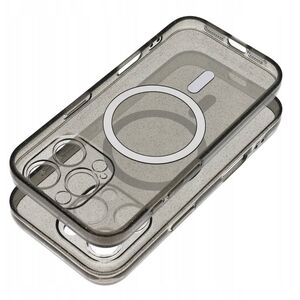 Θήκη CLEAR MAG COVER με προστασία κάμερας συμβατή με MagSafe για IPHONE 15 Pro black glitter