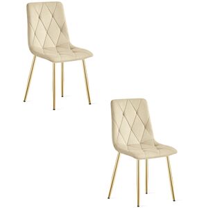 Krzesło tapicerowane LIBRA jasnobeżowe eleganckie do salonu jadalni x2