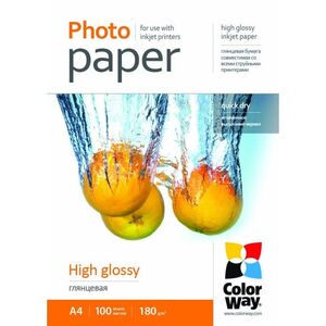 ColorWay High Glossy Photo Paper, 180g/m, A4, 100pcs.