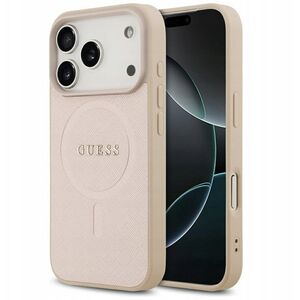 Etui Guess Saffiano Classic Logo MagSafe do iPhone 17 Pro różowy