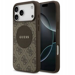 Etui Guess 4G Circle Classic Logo MagSafe do iPhone 17 Pro Max brązowy