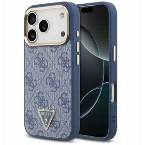 Etui Guess 4G Triangle Logo MagSafe do iPhone 17 Pro niebieski złoty