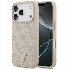 Etui Guess Leather 4G Triangle Strass MagSafe do iPhone 17 Pro różowy