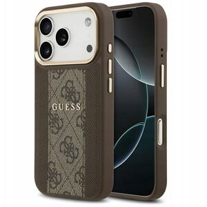 Etui Guess 4G Stripe MagSafe do iPhone 17 Pro brązowy