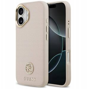 Etui Guess Grained Strass Logo MagSafe do iPhone 17 różowy