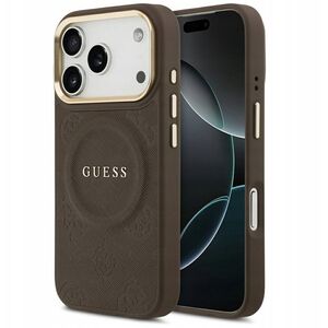 Etui Guess Peony Hot Stamp MagSafe do iPhone 17 Pro brązowy
