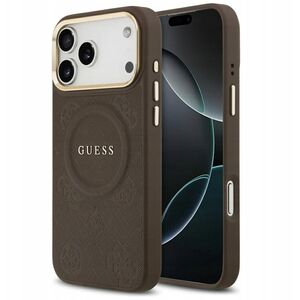 Etui Guess Peony Hot Stamp MagSafe do iPhone 17 Pro Max brązowy