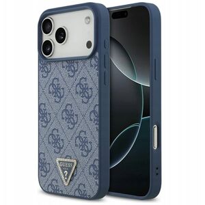 Etui Guess Leather 4G Triangle Strass MagSafe do iPhone 17 Pro Max niebieski