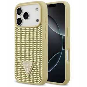 Etui Guess Rhinestone Triangle Logo do iPhone 17 Pro złoty