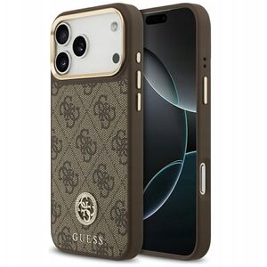 Etui Guess 4G Strass Logo MagSafe do iPhone 17 Pro Max brązowy