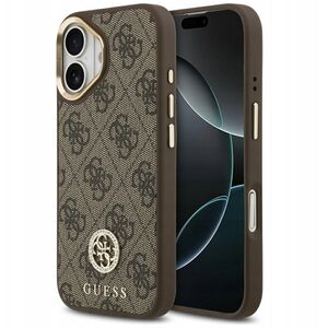 Etui Guess 4G Strass Logo MagSafe do iPhone 17 brązowy