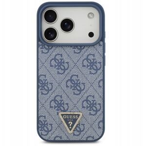 Etui Guess Leather 4G Triangle Strass MagSafe do iPhone 17 Pro niebieski