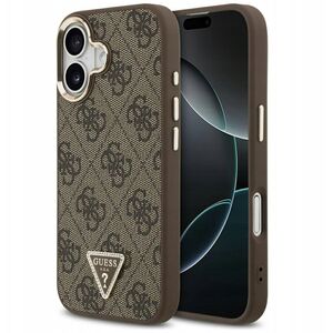 Etui Guess 4G Triangle Logo MagSafe do iPhone 17 brązowy złoty