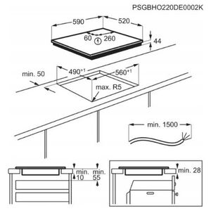 Electrolux 600 Series SaphirMatt Hob2Hood πλάτος 59 cm χωρίς πλαίσιο μαύρο - Εντοιχιζόμενη επαγωγική εστία