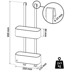 Tiger 2-Store Ράφια με Κρεμάστρα 25 cm White 1500210146