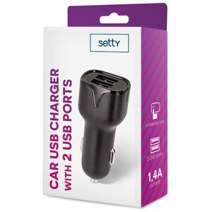 Setty car charger 2x USB 1,4A black 5900495787316