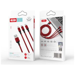 XO cable NB173 3in1 USB - Lightning + USB-C + microUSB 1,2 m 2,4A red 6920680876242