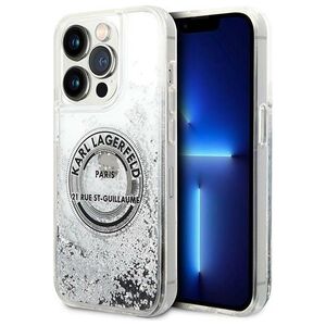 Original Case IPHONE 14 PRO Karl Lagerfeld Hardcase Liquid Glitter RSG silver