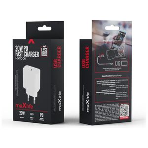 Wall Charger PD QC 20W 1xUSB-C Maxlife MXTC-06 White