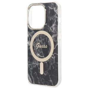 Guess set case + charger for iPhone 14 Pro Max 6,7" GUBPP14XHMEACSK black hard case Marble MagSafe 3666339103149